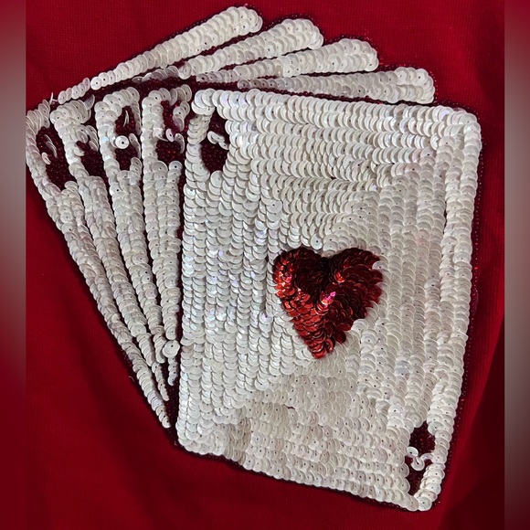 Vintage Card deck sequin sweatshirt top - Picture 3 of 5